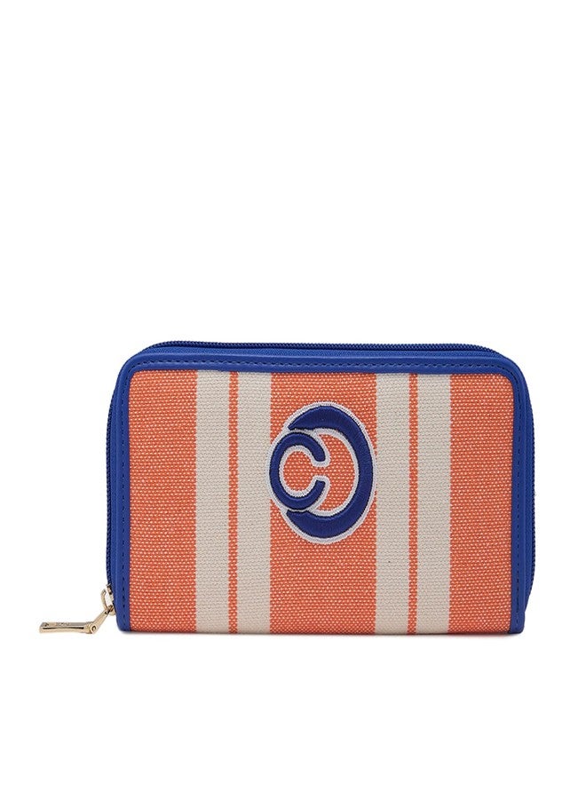 كابريس محفظة كابريس ديكسي النسائية بسحاب دائري | محفظة أنيقة من البولي يوريثان مع زر وسحاب للإغلاق | فتحات متعددة للبطاقات وجيب رئيسي واحد | تصميم أنيق للمناسبات غير الرسمية والخاصة (برتقالي) - Image 1